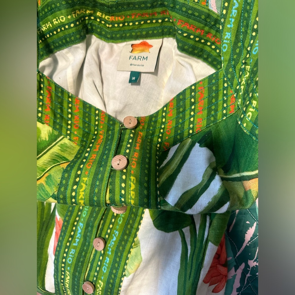 FARM Rio Fresh Forest Scarf Button Down Mini Dres Size M - Picture 5 of 10